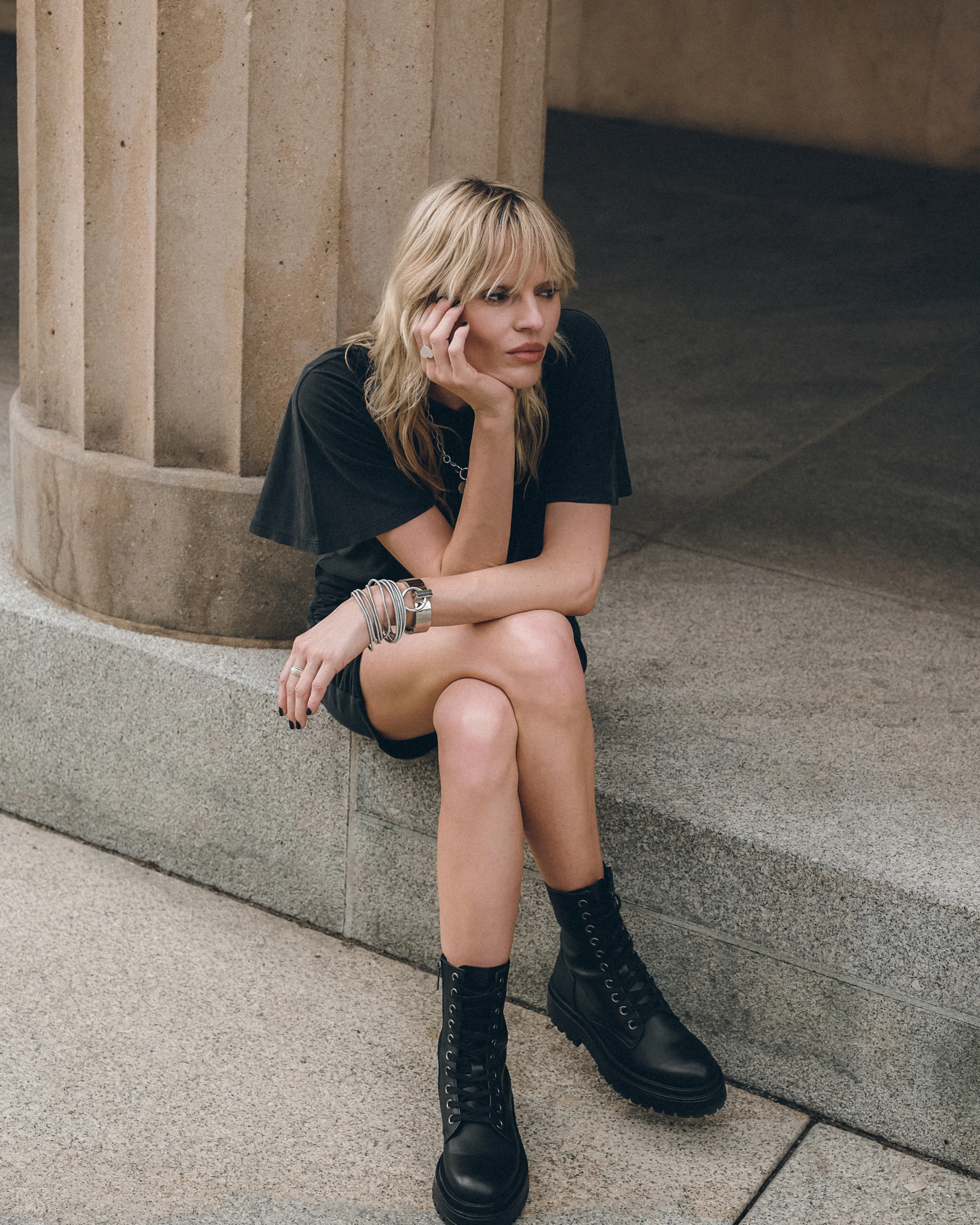 The Black Laced Leather Boots - Image 3