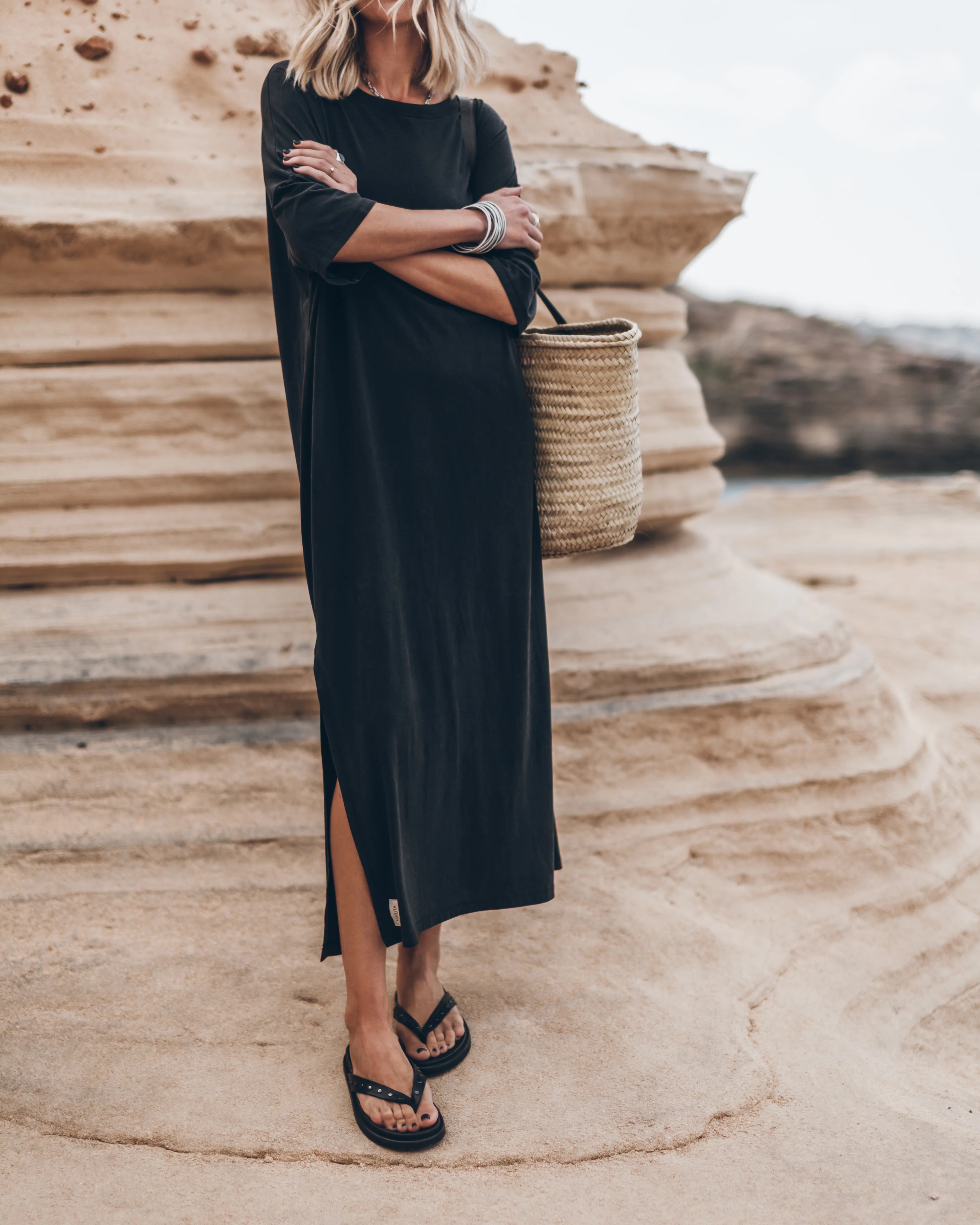 The Dark Long Loose T-Shirt Dress - Image 3