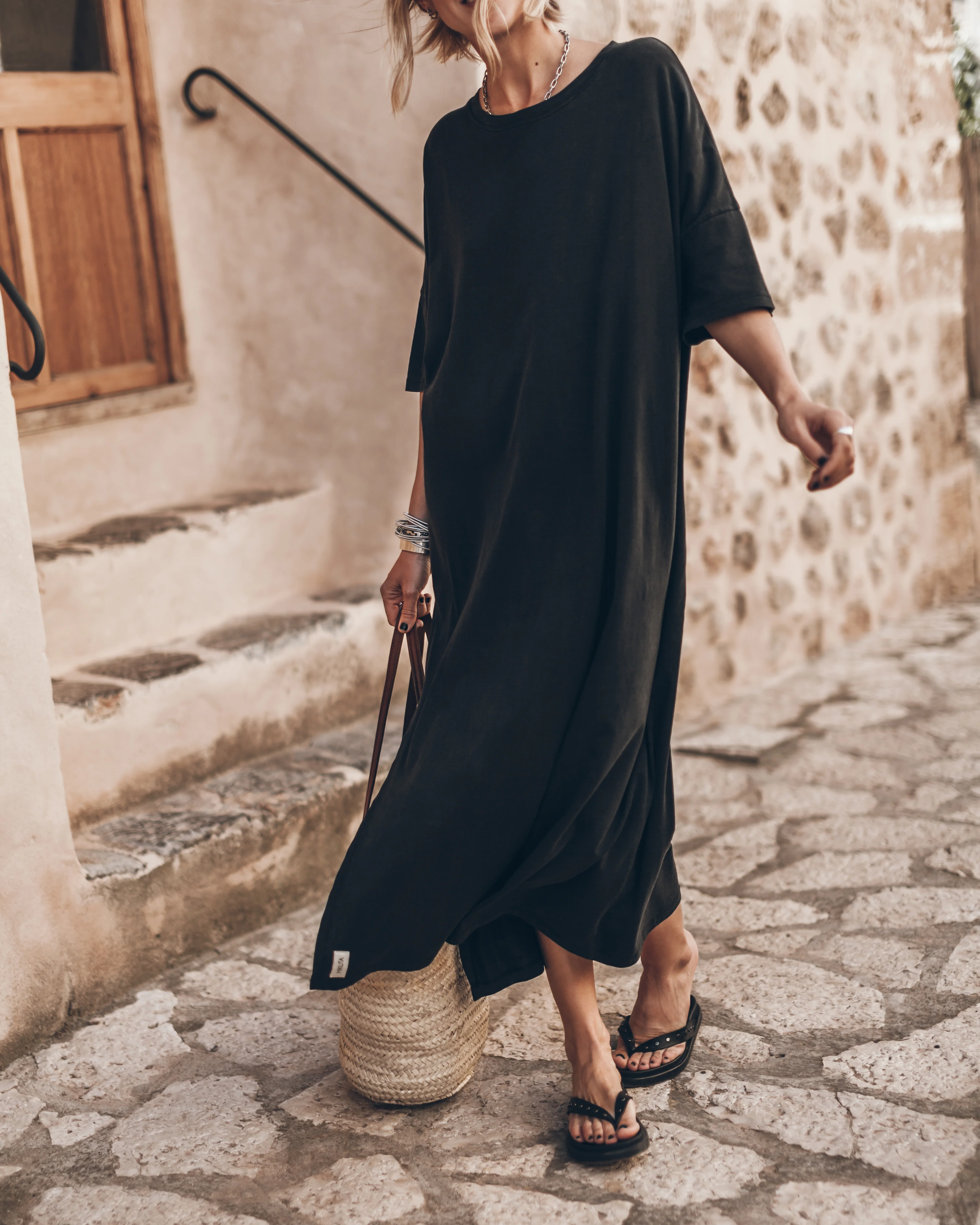 The Dark Long Loose T-Shirt Dress - Image 4