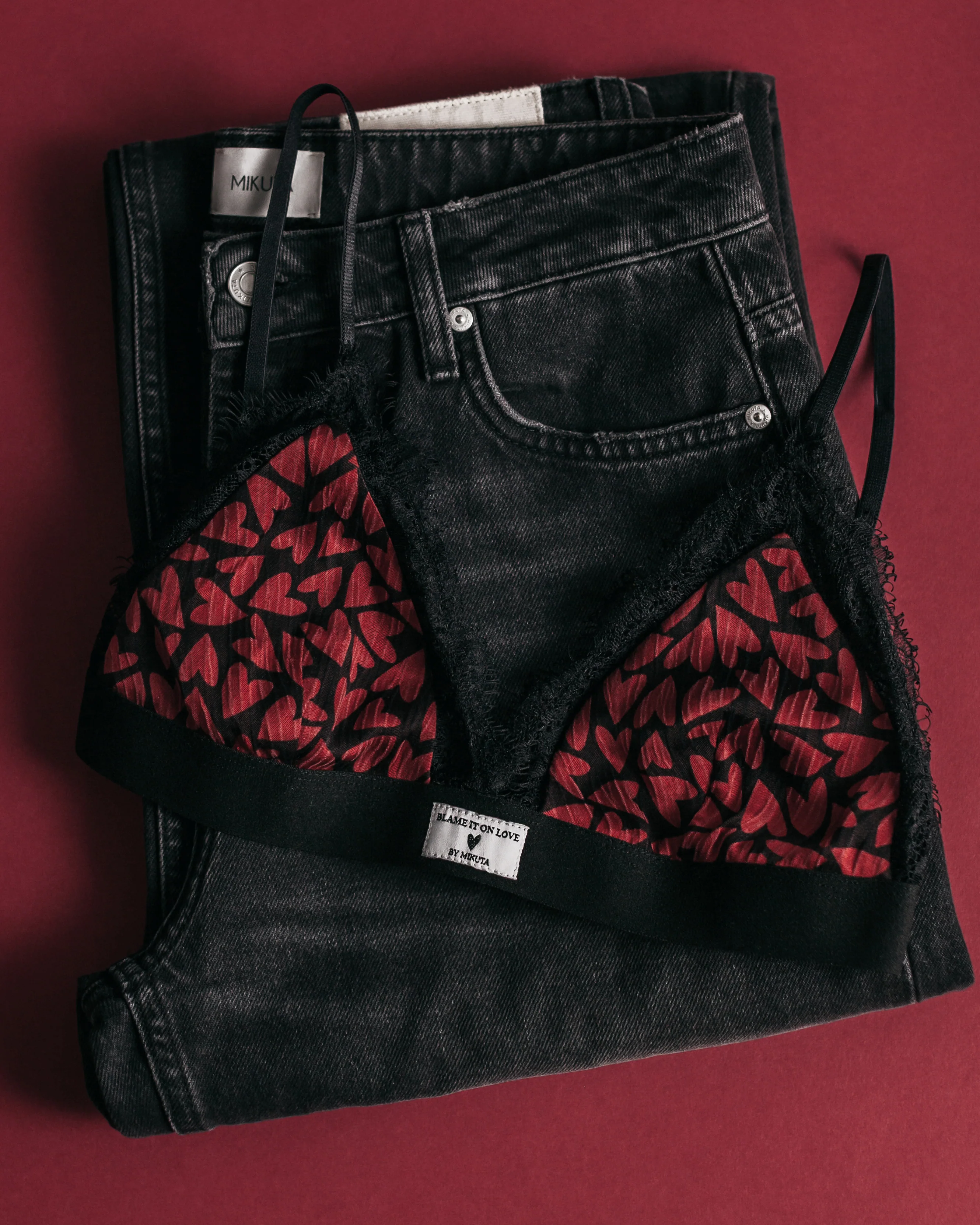 The Red Hearts Crinkle Bralette - Image 3