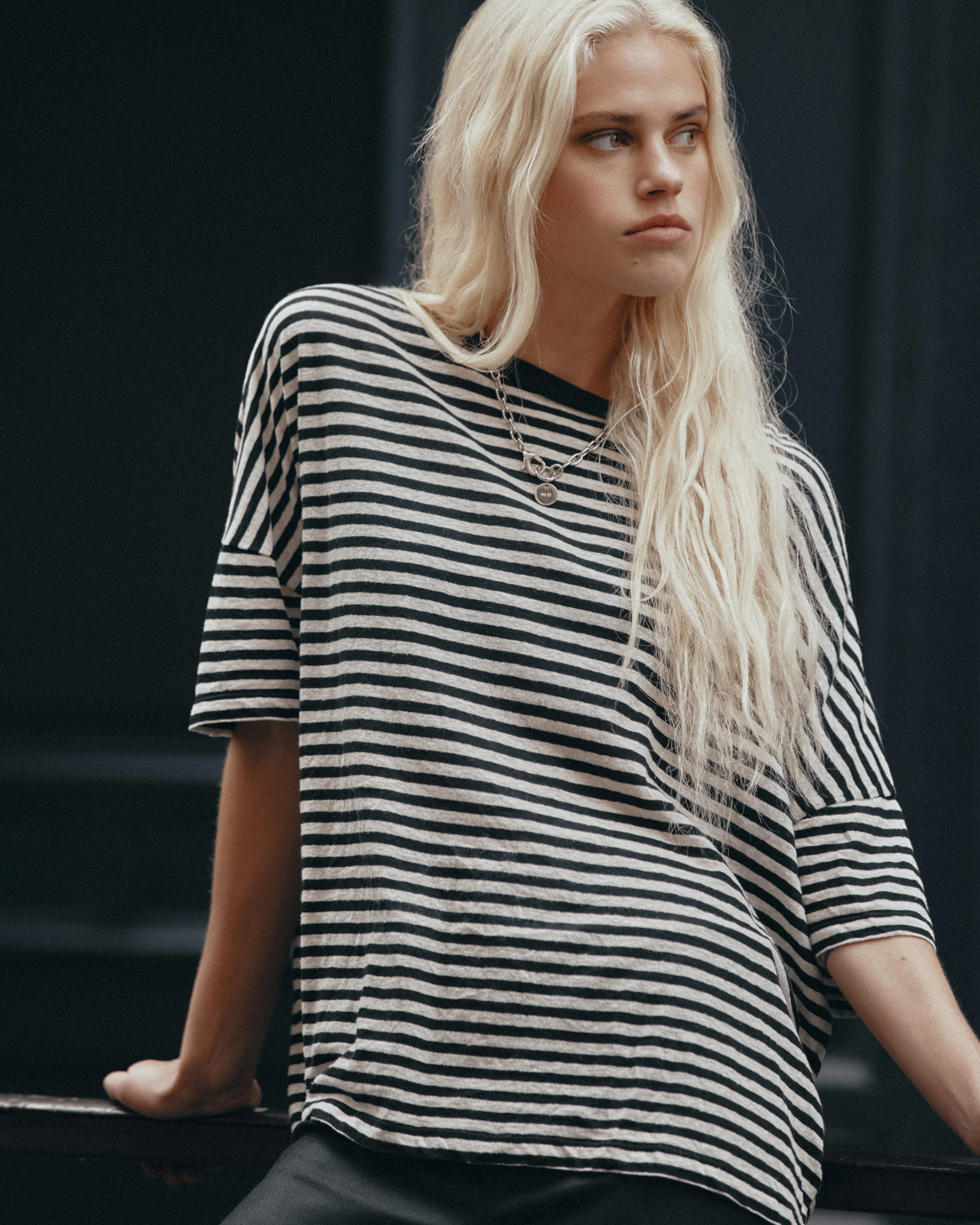 The Striped Long Loose Thin Linen T-Shirt - Image 6